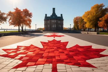 Foto op Plexiglas Picture: Laval, a Quebec city, showcasing the Canadian maple leaf symbol. Generative AI © Cassidy