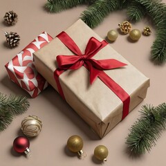 Fototapeta na wymiar Wrapped Christmas Gift Package