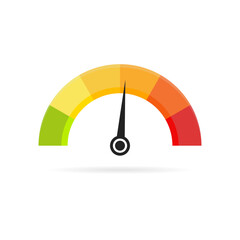 Speedometer Icon. An icon resembling a speedometer dial with a needle pointing to a high speed