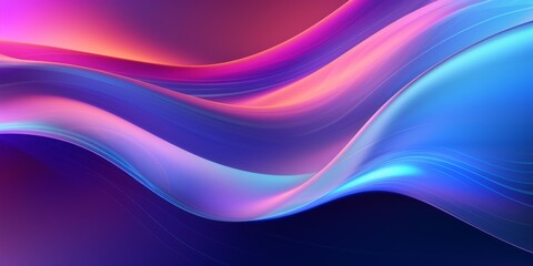 Naklejka premium Holo Glass Creative Abstract Wavy Texture. Screen Wallpaper. Digiral Art. Abstract Bright Surface Liquid Horizontal Background. Ai Generated Vibrant Texture Pattern.