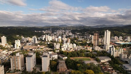 Fototapeta na wymiar aerial view of Blumenau city state of Santa Catarina, south of Brazil,