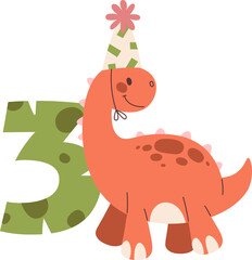 3rd Birthday Girl Dinosaur