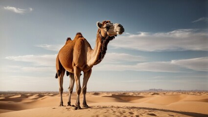 Majestic Camel on a Sand Dune: A Close-Up View