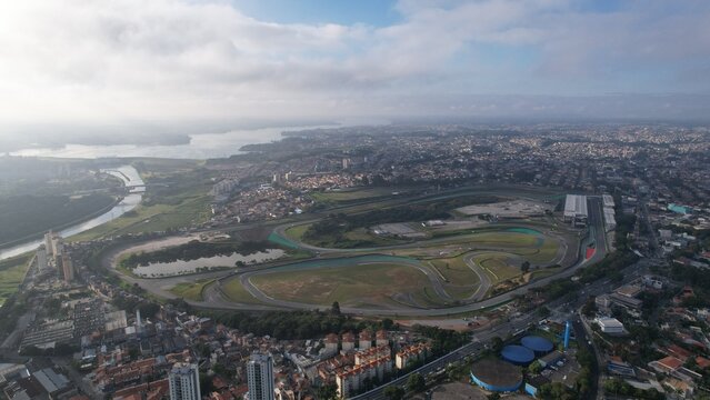 Imagem &aacute;erea do aut&oacute;dromo de Interlagos em S&atilde;o Paulo, Brasil