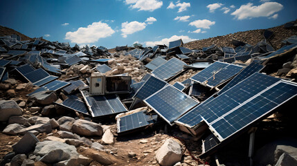 A dumping ground for solar panels Concept of green energy problem