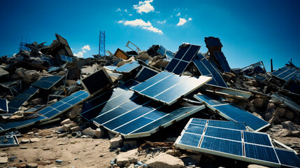 A dumping ground for solar panels Concept of green energy problem