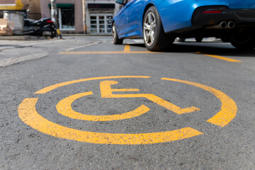 Parking only for disabled drivers. Free Parking space for PWD; indicated by road markings and...