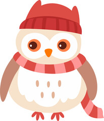 Winter Owl With Hat And Scarf