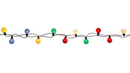 String of Christmas lights isolated on transparent background. Generative ai