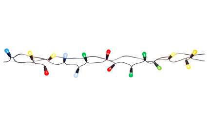 Naklejka premium String of Christmas lights isolated on transparent background. Generative ai