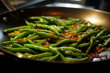 Freshly cooked green beans sautéed to perfection. Generative AI