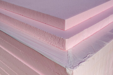 Pink Foam Board Product Extruded Polystyrene Insulation Foam XPS with drainage channels on the...