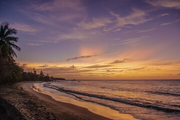 Trinidad and Tobago sunset bay beach dusk warm beautiful cloudscape
