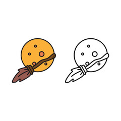 

Flying broomstick icon isolated on white background. Witch's Broom. Witchcraft and wizardry logo. Magical item. full moon, with stylish color stripes and lines isolated on white background
