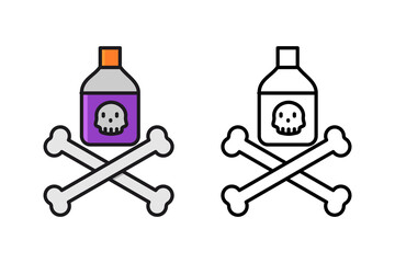 
Poison or poison bottle with skull and crossbones vector icon. pesticide, with stylish color stripes and lines isolated on white background
