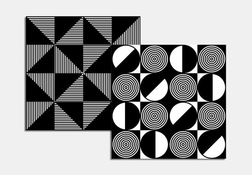 Set of Black and White Geometric Seamless Patterns