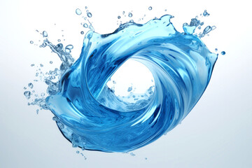 Rounded splash of blue water isolated on white background.generative ai
