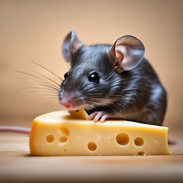 Ratoncito comiendo un trozo de queso