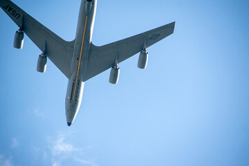 Cropped KC-135 Stratotanker aerial refueling tanker aircraft