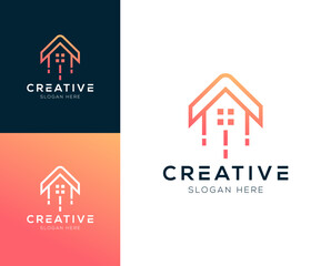 Up house logo design vector illustration