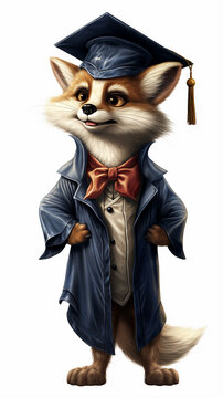 raposa de formatura com chap&eacute;u de formatura e uniforme