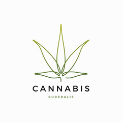 Cannabis Ruderalis continuous line logo vector icon illustration - obrazy, fototapety, plakaty