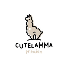 Obraz premium Cute Llama Chibi Cartoon outline logo vector icon Illustration
