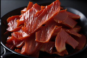 Close-up of perfectly prepared slices of bacon, providing an unparalleled flavor for true gourmets. Generated by AI