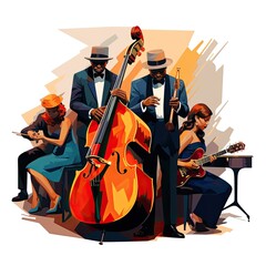 Timeless melodies fill the jazz club isolated on a white background