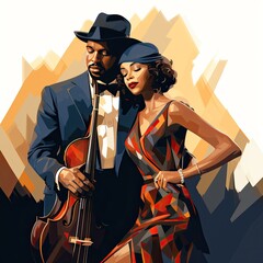 Timeless melodies fill the jazz club isolated on a white background