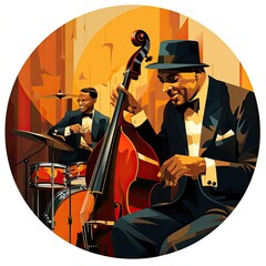 Timeless melodies fill the jazz club isolated on a white background