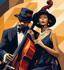 Timeless melodies fill the jazz club isolated on a white background