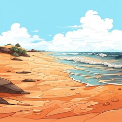 Gentle waves lap against the sandy shore