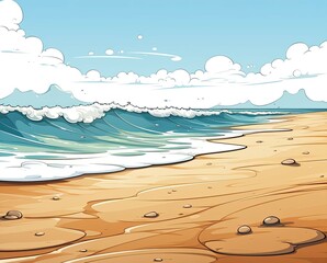 Gentle waves lap against the sandy shore