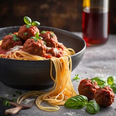 Spaghetti with meatballs