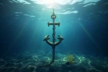 Underwater anchor. 3D render. Generative AI