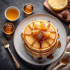 Delicious Pancakes With Honey