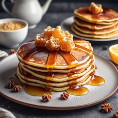 Delicious Pancakes With Honey