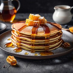 Delicious Pancakes With Honey
