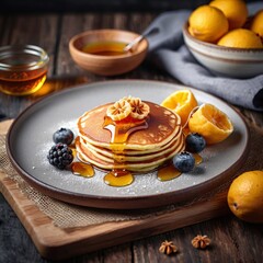 Delicious Pancakes With Honey