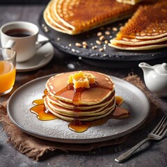 Delicious Pancakes With Honey