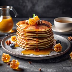 Delicious Pancakes With Honey