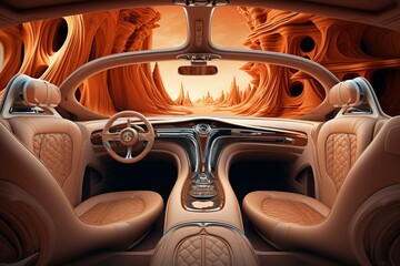 Background with elements and wallpaper inside a modern car. Generative AI