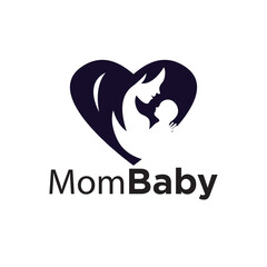 Vector mom and baby logo design vector