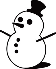 左向きの雪だるまアイコン_01_黒