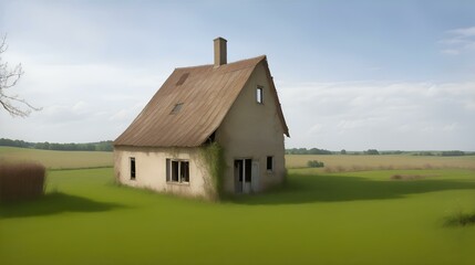 田舎の放棄された農家、廃墟｜Abandoned farmhouse in the countryside, ruins. Generative AI