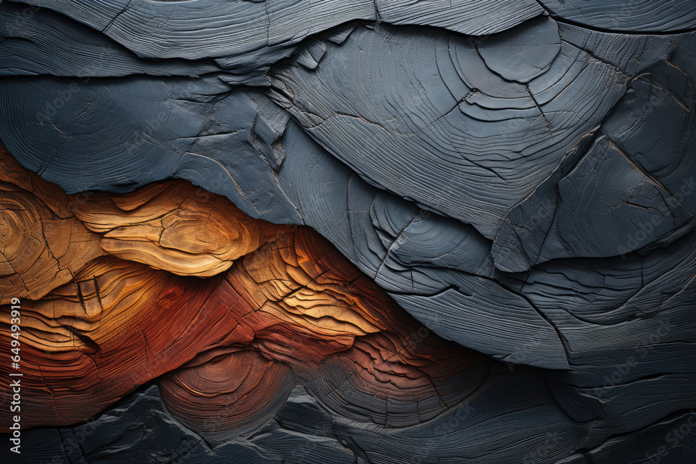 Aufkleber wooden burned texture with layered abstract forms