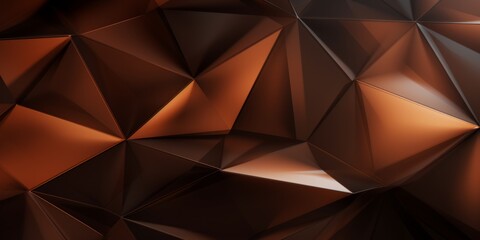 Brown Glossy Surface Creative Abstract Geometric Texture. Screen Wallpaper. Digiral Art. Abstract Bright Surface Geometrical Horizontal Background. Ai Generated Vibrant Texture Pattern.