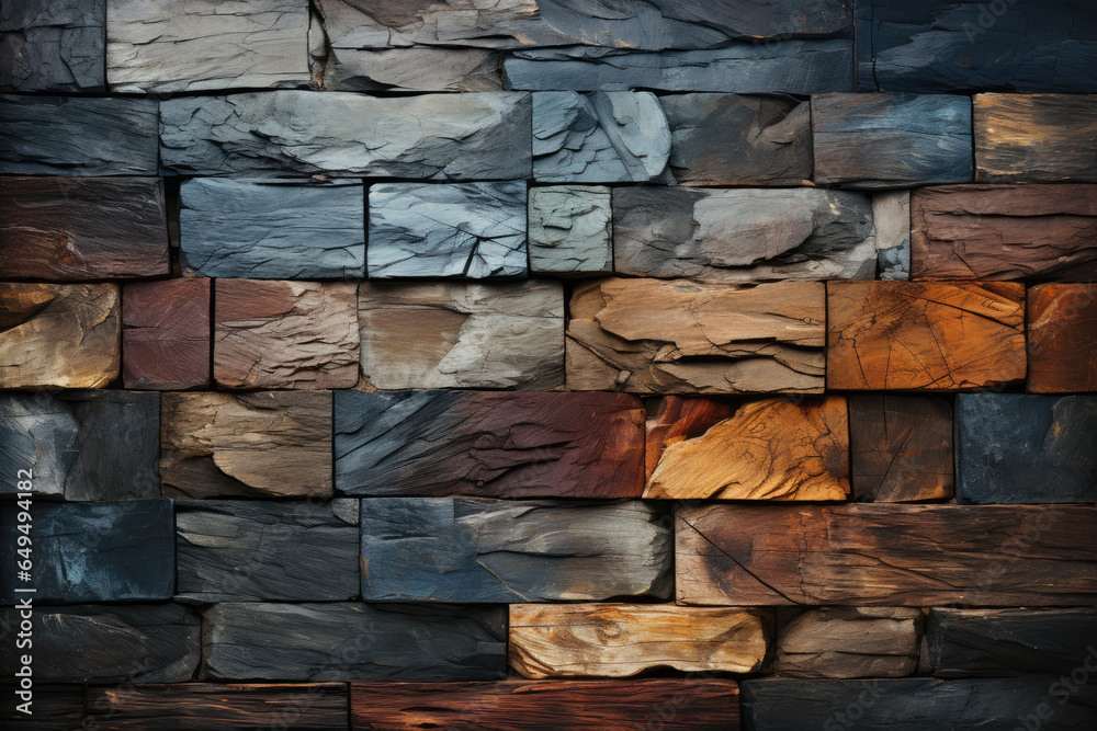 Poster wooden tiles texture with layered abstract forms
