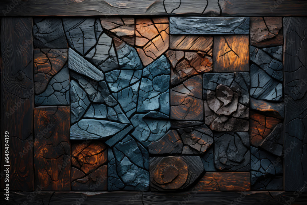 Poster wooden frame texture with layered abstract forms